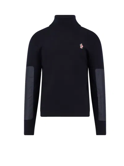 MONCLER WOOL TURTLENECK SWEATER WITH NYLON INSERTS