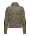Moncler Wool Turtleneck Sweater With Pocket In Brown