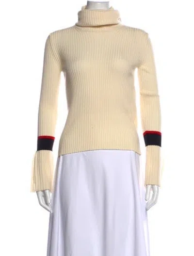 Pre-owned Moncler Wool Turtleneck Top In Neutrals