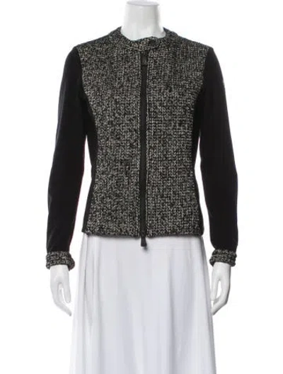 Pre-owned Moncler Wool Tweed Pattern Jacket In Black