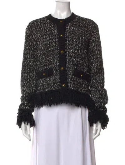 Pre-owned Moncler Wool Tweed Pattern Sweater W/ Tags In Black