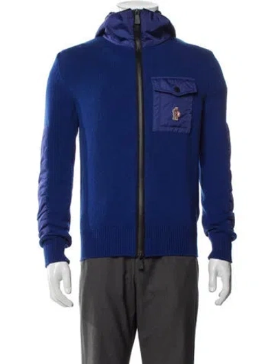 Pre-owned Moncler Wool Windbreaker In Blue