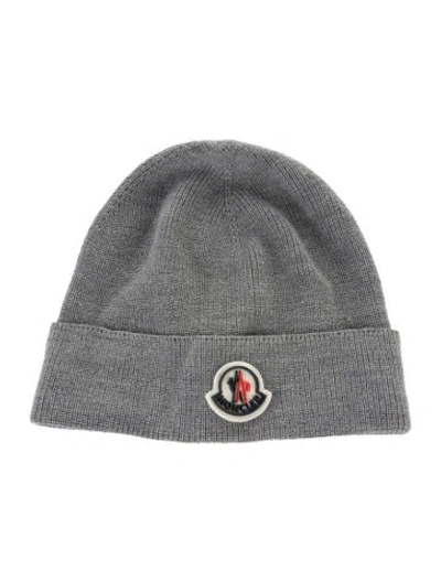 Pre-owned Moncler Wool Winter Beanie In Gray
