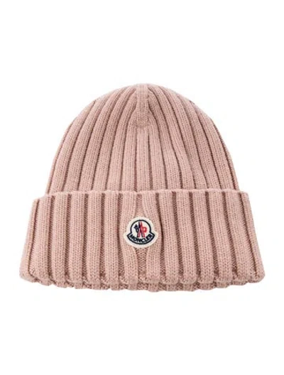 Pre-owned Moncler Wool Winter Hat In Pink