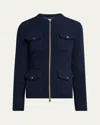 Moncler Wool Zip Cardigan In Blue