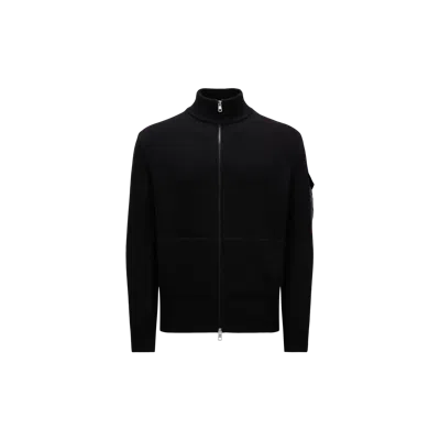 Moncler Wool Zip-up Cardigan Black