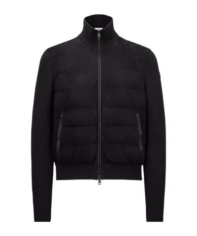 Moncler Wool Zipper Cardigan In Black