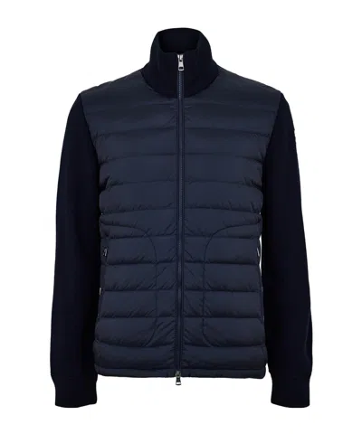 Moncler Wool Zipper Coat In Black
