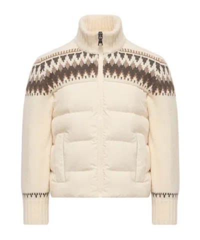Moncler Wool Zip-up Down Cardigan In White