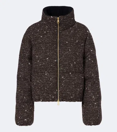 Moncler Wool-blend Bouclé Jacket In Brown