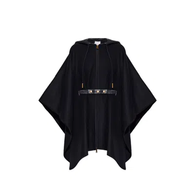 Moncler Wool-blend Cape In Black