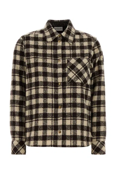 Moncler Wool-blend Checked Flannel Shirt In Black
