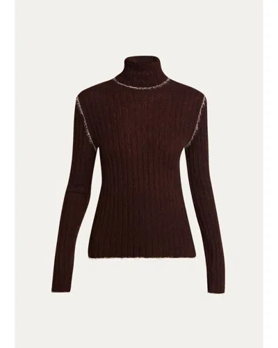 Moncler Wool-blend Fringed Turtleneck Sweater In Orange