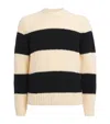 Moncler Striped Wool-blend Sweater In White