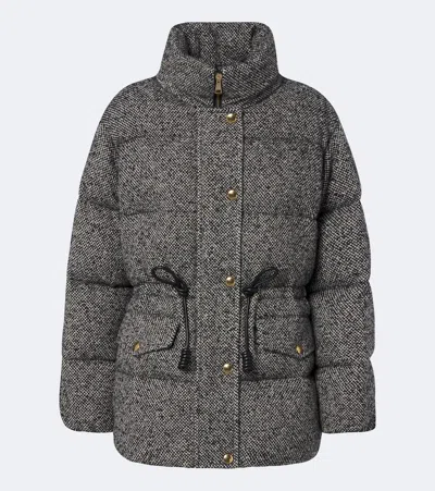 Moncler Diaphanes Wool-blend Quilted Down Jacket In Gray