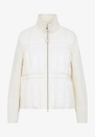 Moncler Wool-blend Zipped Jacket In Neutral