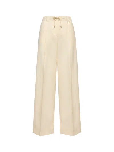 Moncler Wool-gabardine Tailored Trousers In Neutral
