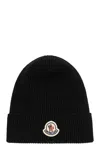 Moncler Midnight Blue Wool Beanie Hat In Black