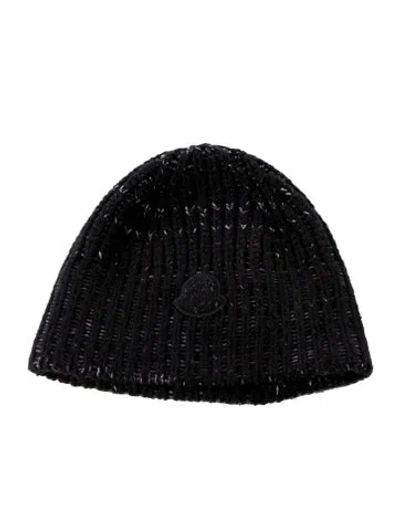 Pre-owned Moncler Woven Beanie Hat In Black/white