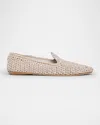 Moncler Woven Leather Loafers In Beige Sand
