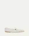 Moncler Woven Leather Loafers In Silk White