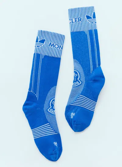 Moncler X Adidas Originals Logo Jacquard Socks In Blue