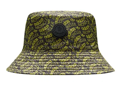 Pre-owned Moncler X Adidas Originals Reversible Bucket Hat In Black & Green In Multi