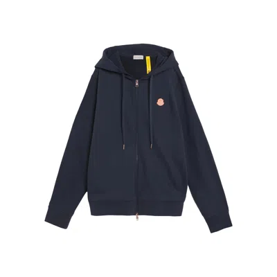 Moncler X Donald Glover Zip-up Hoodie With Drawstring Hood In Blue