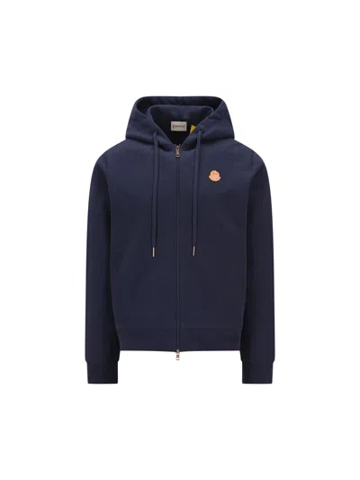 Moncler X Donald Glover Zip-up Hoodie With Drawstring Hood In Blue