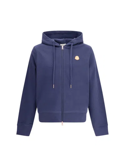 Moncler X Donald Glover Zip-up Hoodie With Drawstring Hood In Blue