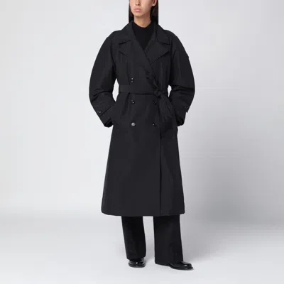 Moncler X Edward Enninful Black Double-breasted Trench Coat With Belt