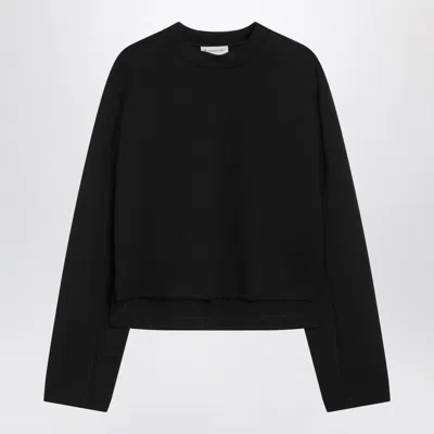 MONCLER X EDWARD ENNINFUL BLACK SWEATSHIRT WITH ASYMMETRIC HEM