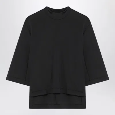 MONCLER X EDWARD ENNINFUL BLACK TOP WITH ASYMMETRIC HEM