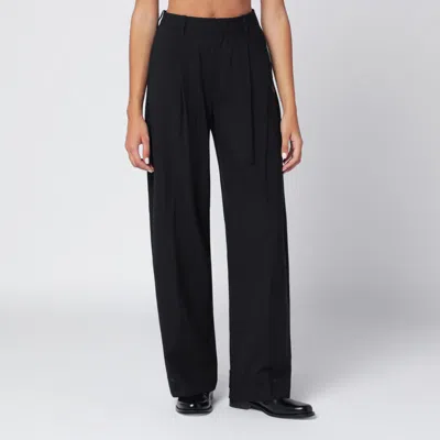 MONCLER X EDWARD ENNINFUL BLACK WOOL-BLEND TROUSERS