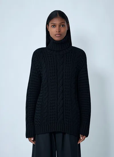 Moncler X Edward Enninful Cable Knit Sweater In Black