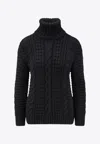 Moncler X Ee72 By Edward Enninful Cable Knit Turtleneck Sweater In Black