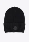Moncler X Ee72 By Edward Enninful Logo Patch Wool Knit Beanie In Black