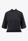 Moncler X Ee72 By Edward Enninful Neoprene Cropped T-shirt In Black
