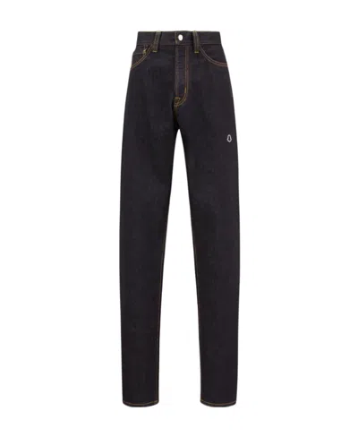 Moncler X Fragment Hiroshi Fujiwara Logo Embroidered Jeans In Black