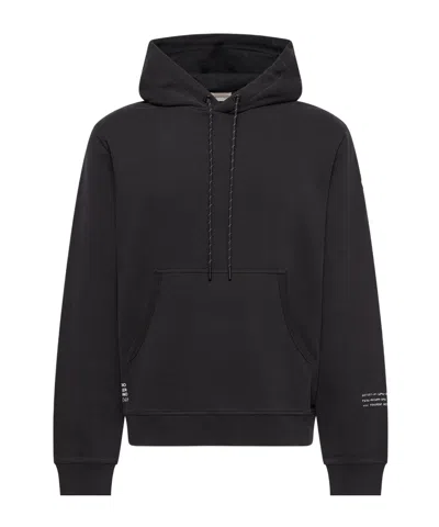 Moncler X Fragment Logo Cotton Hoodie In Black
