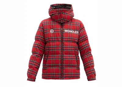 Pre-owned Moncler X Fragment Mayak Oversized Tartanflannel Quilted Down Jacket In Red