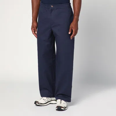 Moncler X Gilga Farm By Donald Glover Blue Trousers In Cotton Gabardine