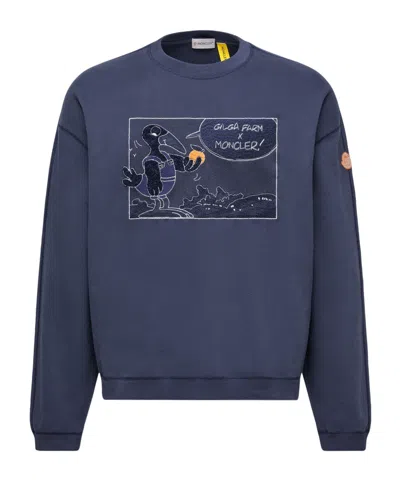 Moncler X Gilga Farm By Donald Glover Cotton Sweatshirt In Blue