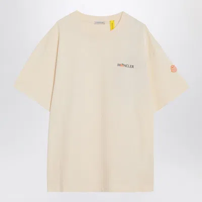 Moncler X Gilga Farm By Donald Glover Ivory White Cotton T-shirt In Orange