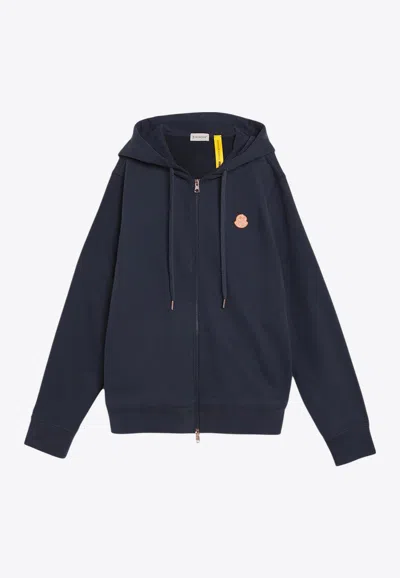 Moncler X Gilga Farm By Donald Glover Logo Patch Zip-up Hoodie In Blue