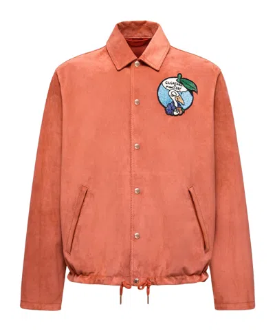 Moncler X Gilga Farm By Donald Glover Navel Suede Shirt Jacket In Orange