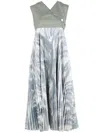 Moncler X Hyke Abstract-print Pleated Maxi Dress In Grey
