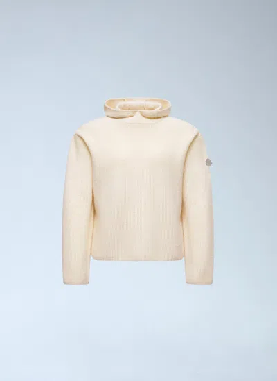 Moncler X Jil Sander Felted Wool Hooded Sweater In Neutral