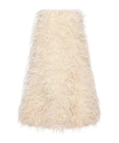 Moncler Jil Sander Textured Wool Blend Long Skirt In Neutral