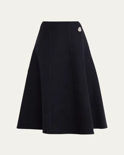 Moncler X Jil Sander Wool Midi Skirt In Blue